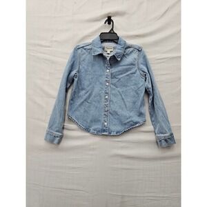 Universal Thread Womens Slim Fit Denim Shirt Blue Cotton Casual Size XS